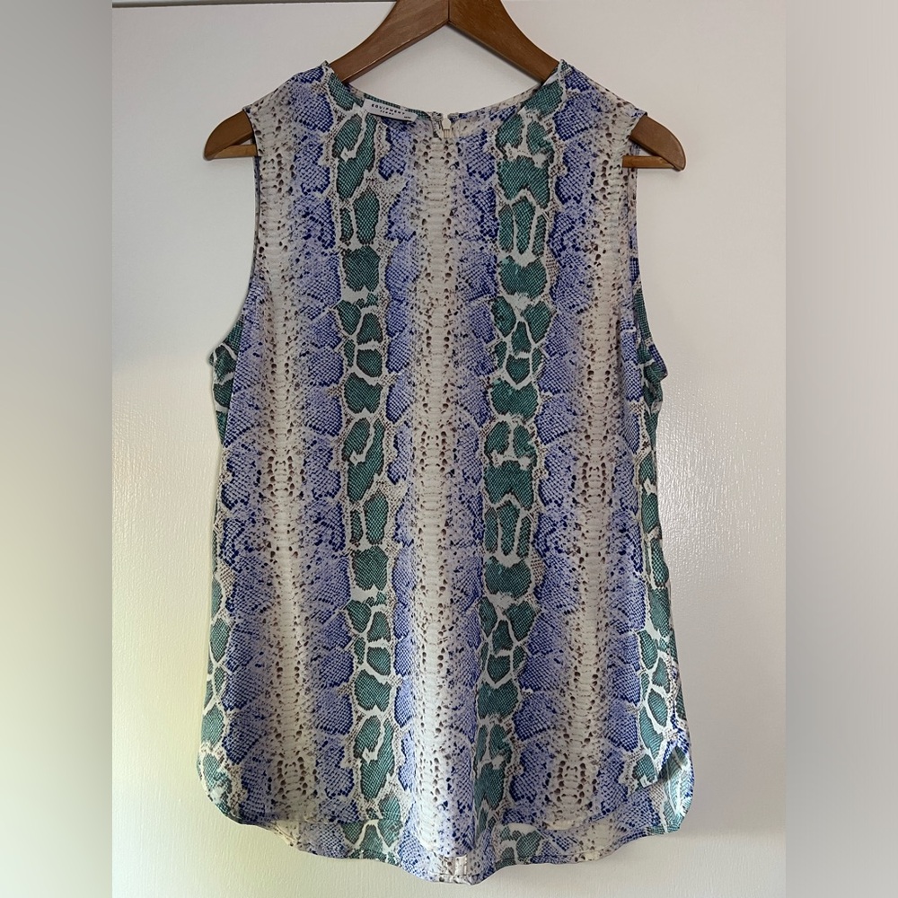 Equipment Femme 100% Silk Blouse Snakeskin Animal Print Green Blue Tan Ivory Med - Picture 2 of 10